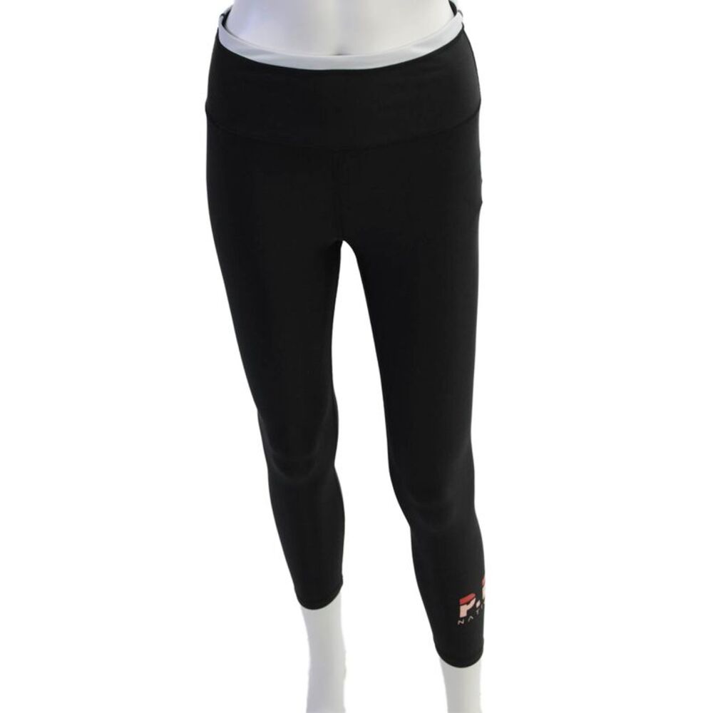 PE Nation Womens Stretch Mid-Rise Activewear Leggings Black Size S